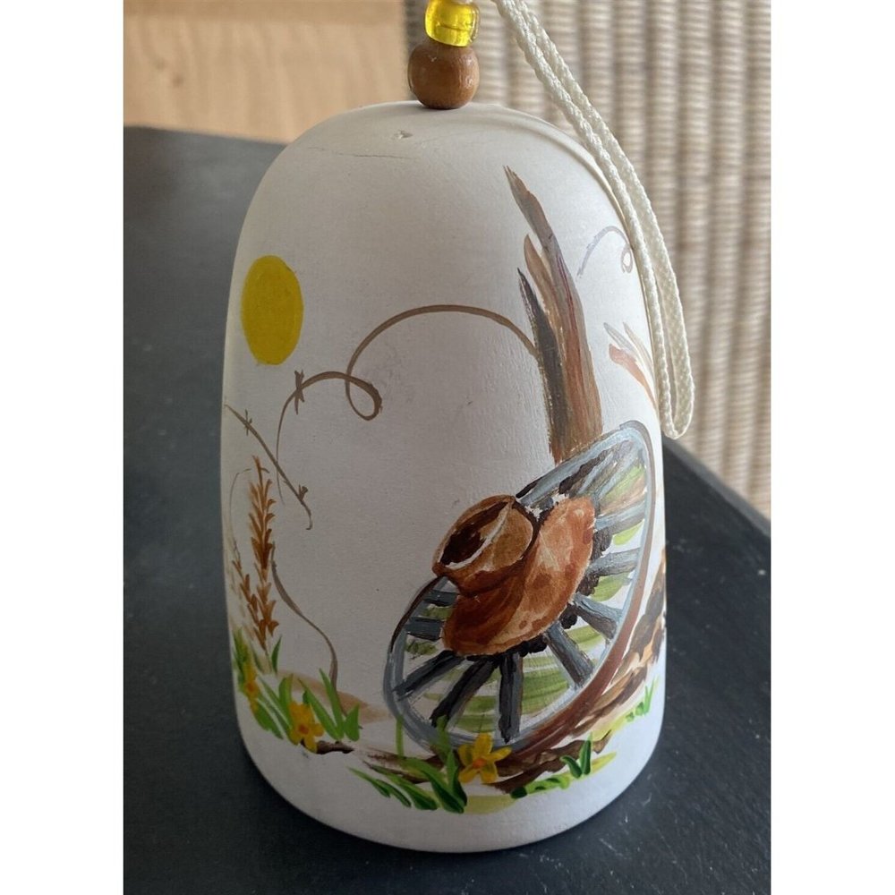GARDEN BELL SOUTHWEST COWBOY HAND PAINTED STEFAN WIND CHIME VINTAGE 6"